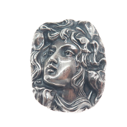 HENRYK WINOGRAD 999 Fine Silver Antique Lady Oxidized Pin Pendant (missing pin)