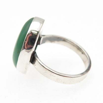 925 Sterling Silver Vintage Real Cabochon Chrysoprase Ring Size 8.75