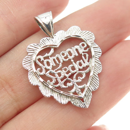 925 Sterling Silver Vintage "Someone Special" Ornate Heart Pendant