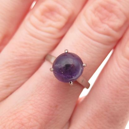 925 Sterling Silver Antique Art Deco Real Amethyst Ring Size 6.25