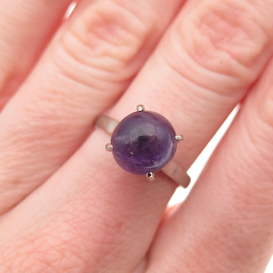 925 Sterling Silver Antique Art Deco Real Amethyst Ring Size 6.25