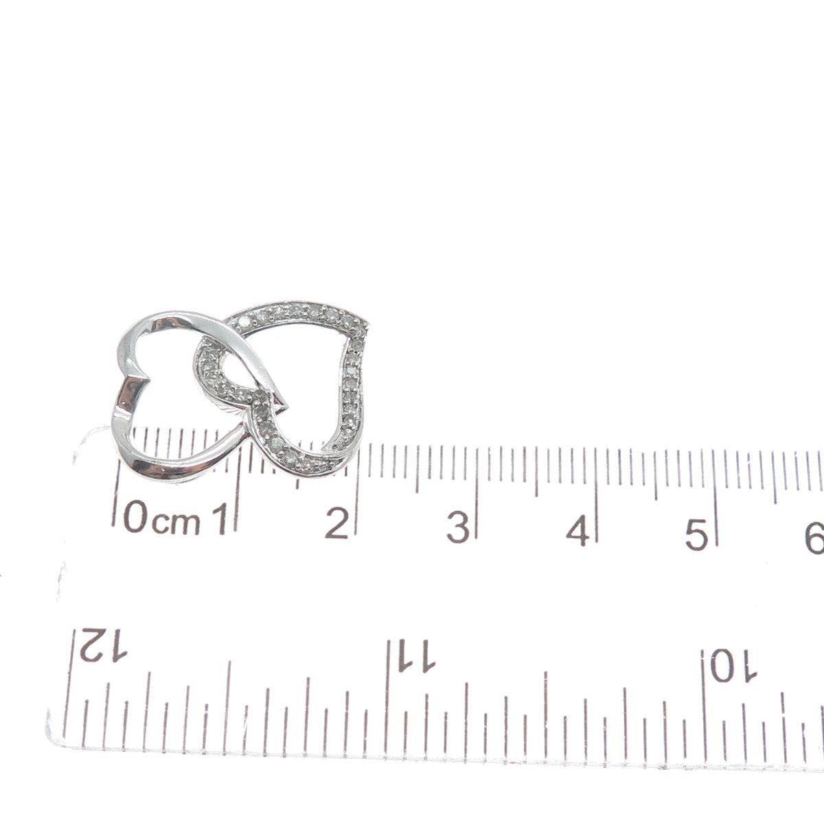 925 Sterling Silver Real Diamond Interlocked Couple Heart Minimalist Pendant