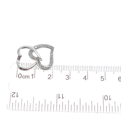 925 Sterling Silver Real Diamond Interlocked Couple Heart Minimalist Pendant