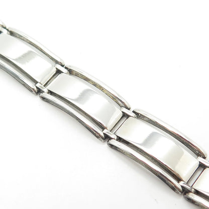 925 Sterling Silver Vintage Panel Link Bracelet 7"