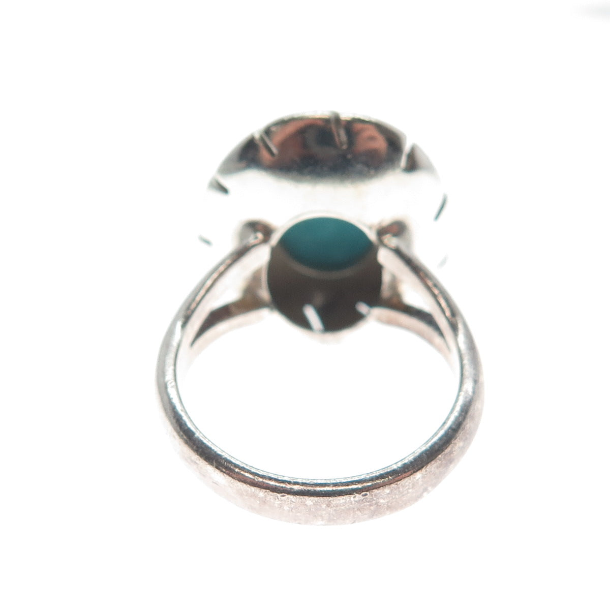 925 Sterling Silver Vintage Mexico Real Lone Mountain Turquoise Ring Size 6.25