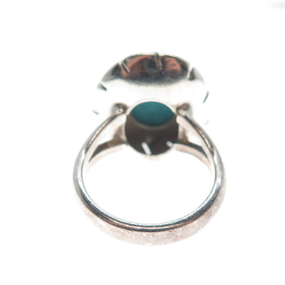 925 Sterling Silver Vintage Mexico Real Lone Mountain Turquoise Ring Size 6.25