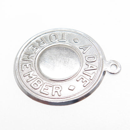 ELCO 925 Sterling Silver Vintage "A Date To Remember" Minimalist Charm Pendant