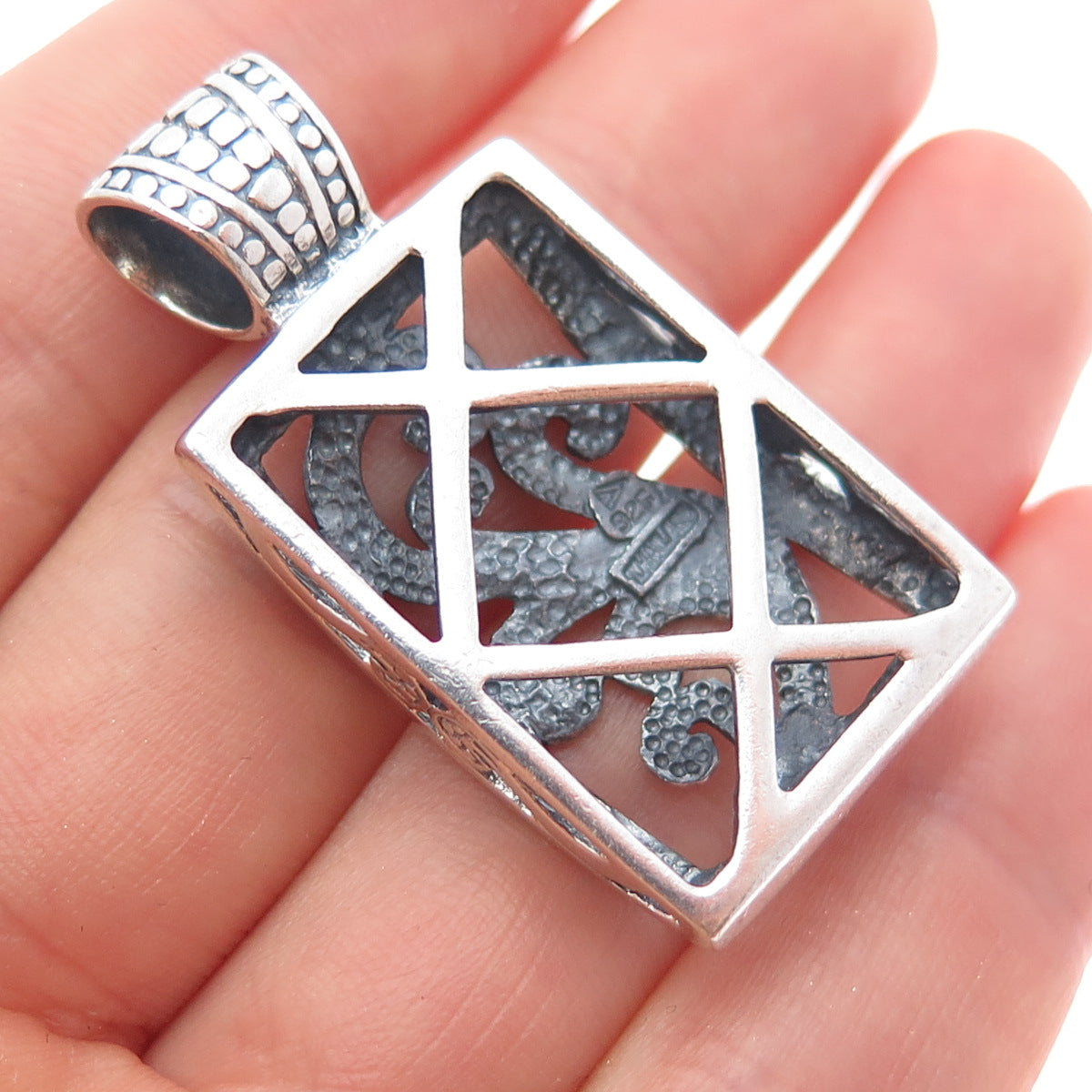SILPADA 925 Sterling Silver Vintage Paisley Filigree Oxidized Charm Pendant