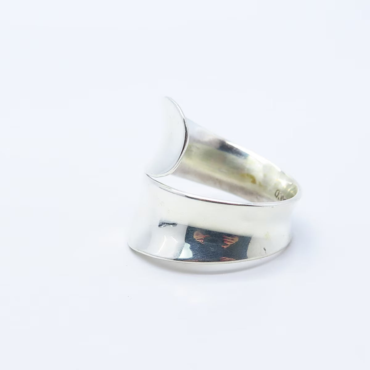925 Sterling Silver Vintage Mexico Modernist Overlap Ring Size 10.75