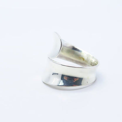 925 Sterling Silver Vintage Mexico Modernist Overlap Ring Size 10.75