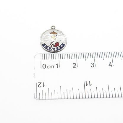 BREADNER CO. 925 Sterling Silver Vintage Enamel Canada Guard Minimalist Pendant