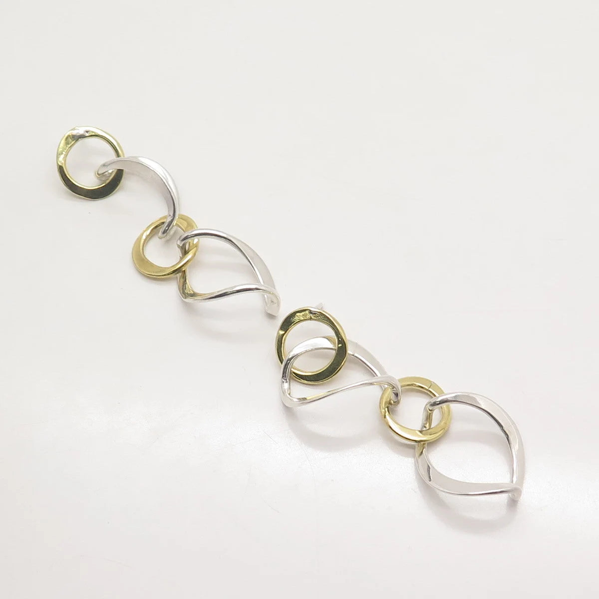 925 Sterling Silver 2-Tone Vintage Geometric Dangling Earrings