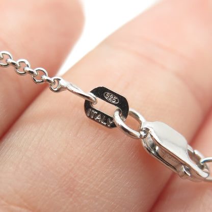 925 Sterling Silver Italy Round-Cut C Z Cross Rolo Chain Necklace 16"