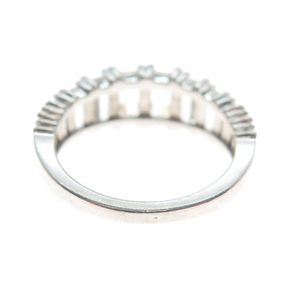 925 Sterling Silver Graduated Emerald-Cut C Z Promise Ring Size 6.25