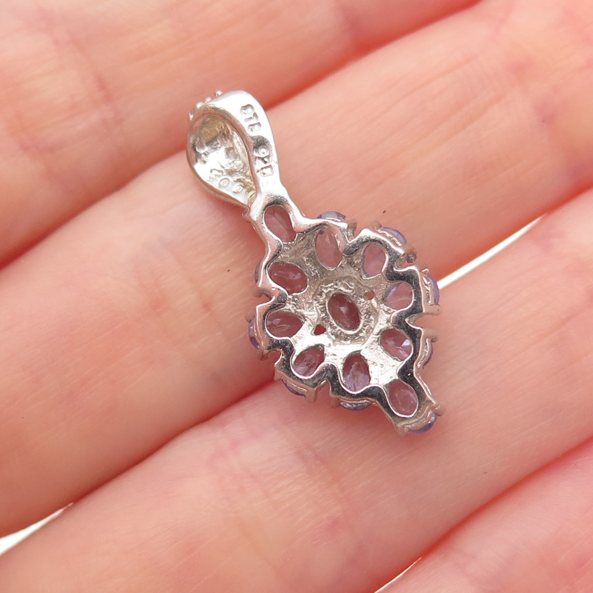 Chuck Clemency 925 Sterling Silver Real Oval & Pear-Cut Tanzanite Charm Pendant