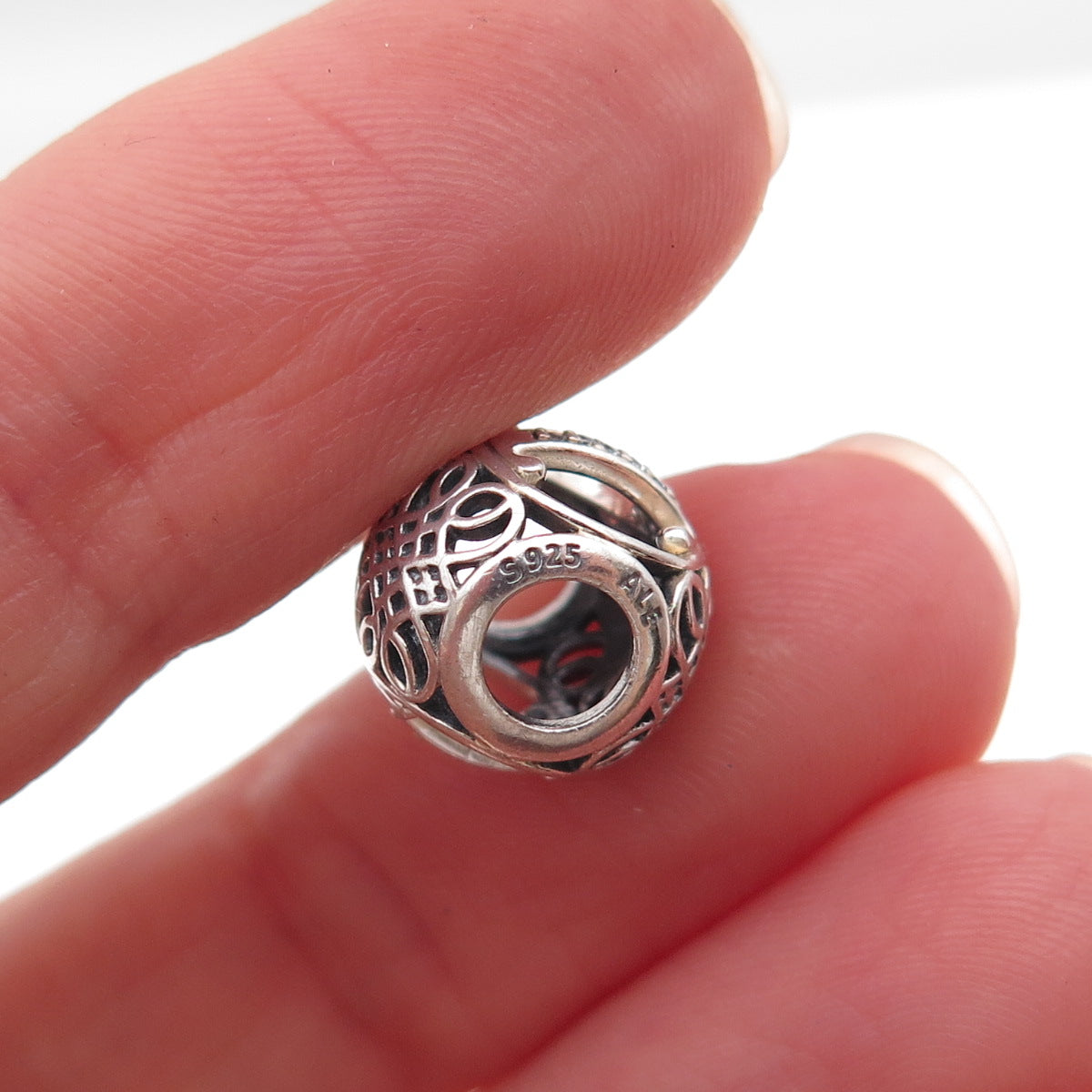 Pandora 925 Sterling Silver C Z Letter I Slide Bead Charm