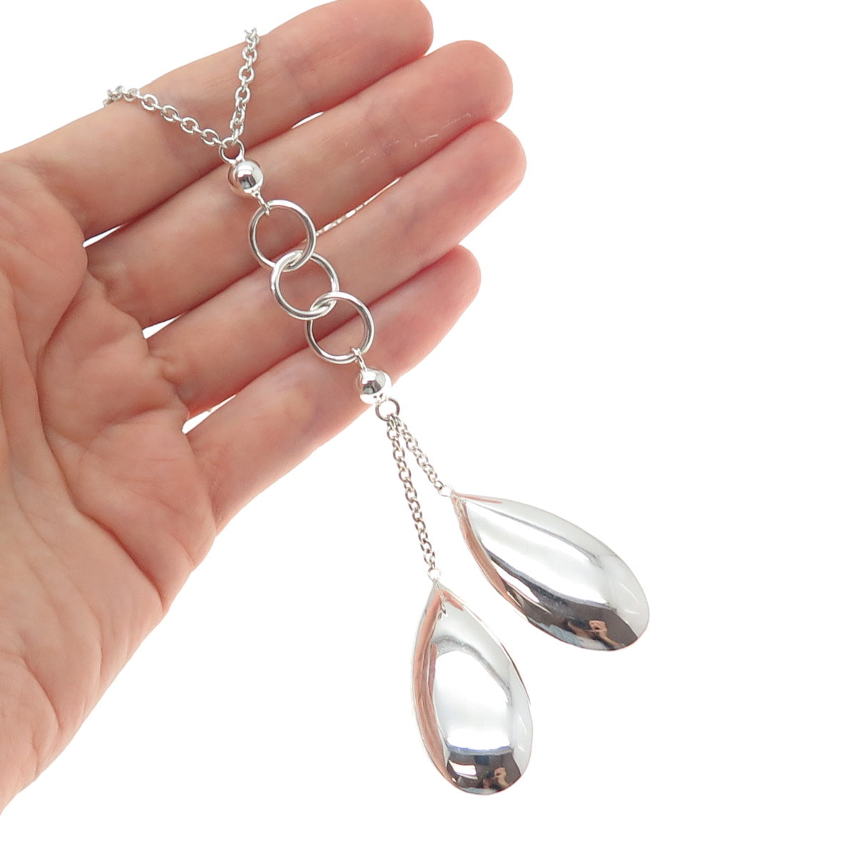 ELLE 925 Sterling Silver Vintage Real Ruby Modernist Cable Chain Necklace 24"