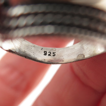 925 Sterling Silver Vintage Real Kingman Turquoise Oxidized Ring Size 10