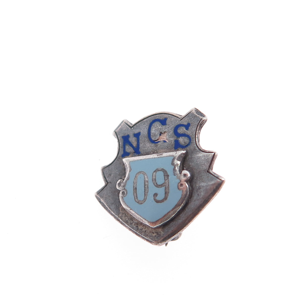 BASTIAN BROTHERS 925 Sterling Silver Antique 1909 Enamel NCS College Pin Brooch