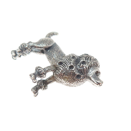 925 Sterling Silver Vintage Poodle Dog Oxidized 3D Miniature