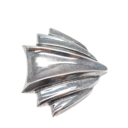 925 Sterling Silver Vintage Mexico Modernist Oxidized Pin Brooch / Pendant