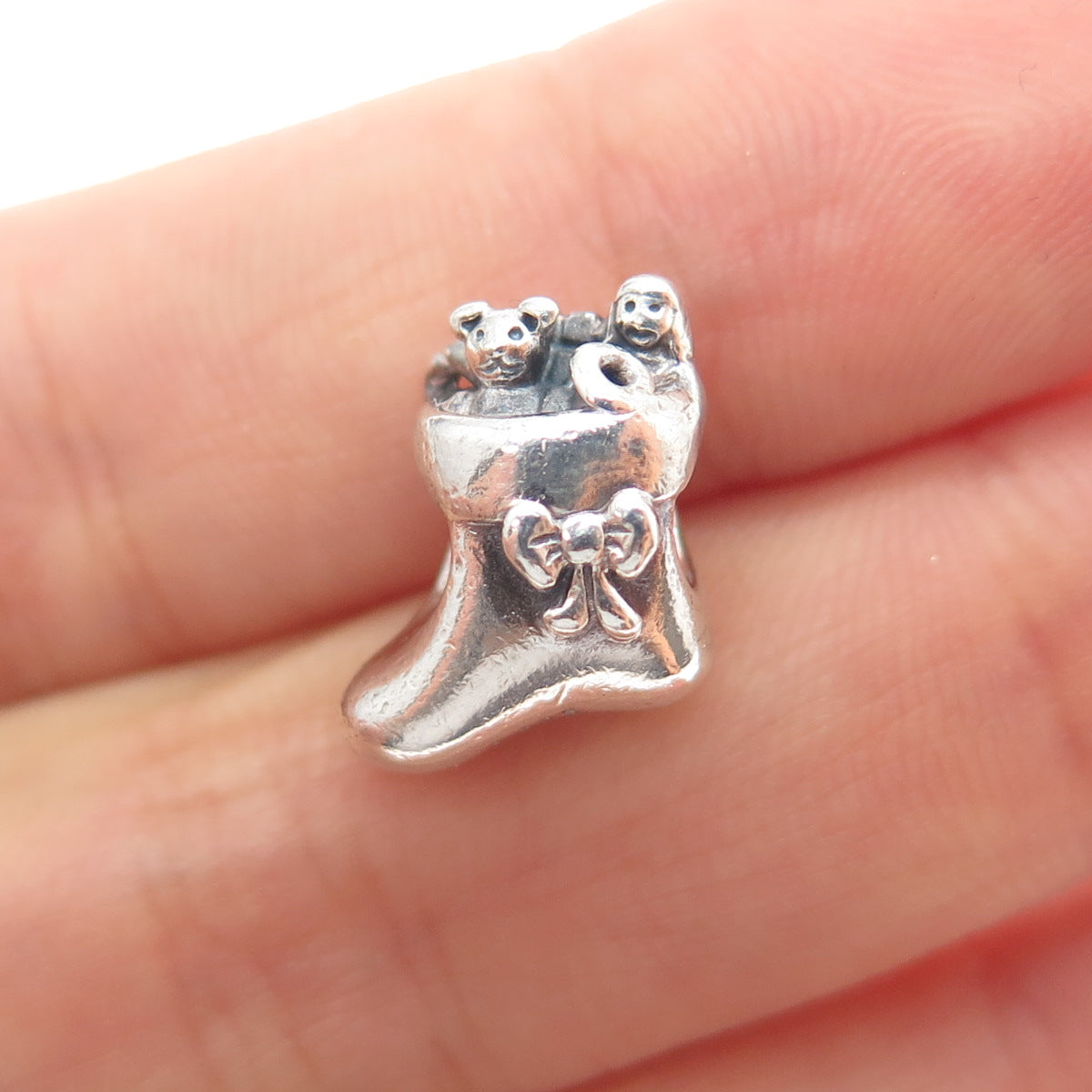 PANDORA 925 Sterling Silver Christmas Stocking Slide Bead Charm