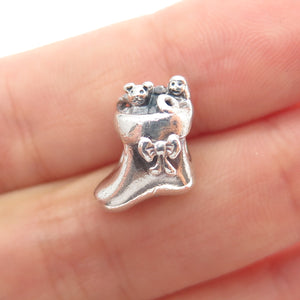 PANDORA 925 Sterling Silver Christmas Stocking Slide Bead Charm