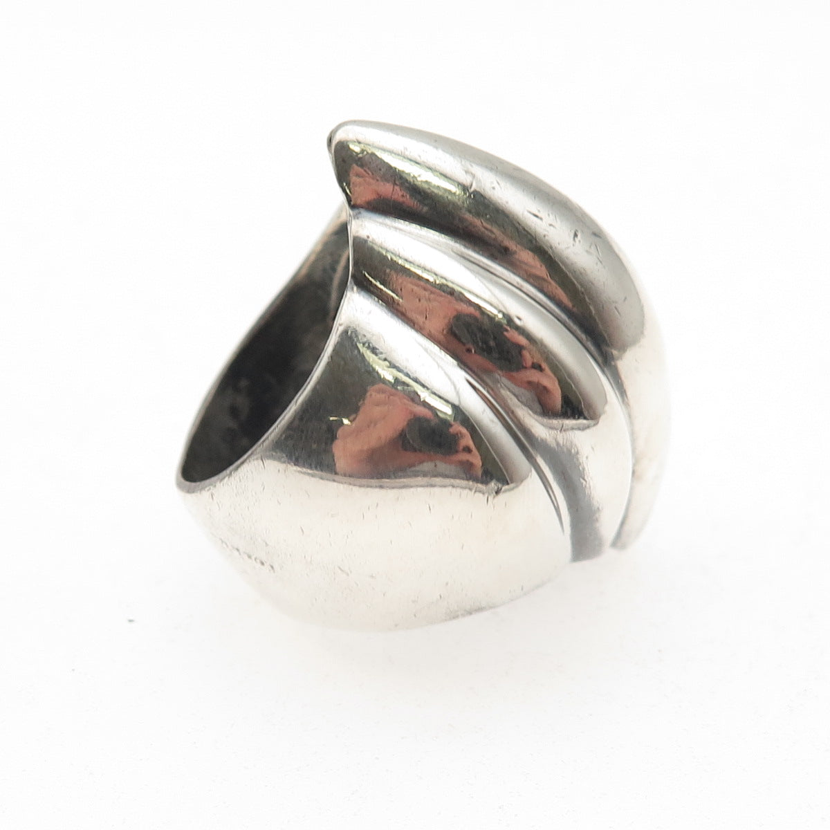925 Sterling Silver Vintage Modernist Oxidized Ring Size 6.25