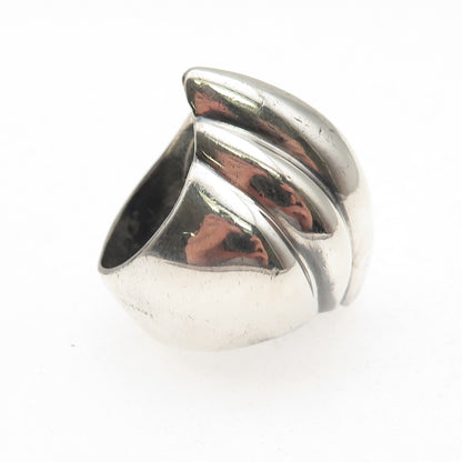 925 Sterling Silver Vintage Modernist Oxidized Ring Size 6.25