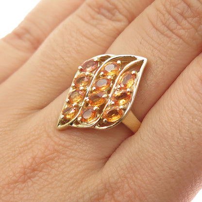 TGGC 925 Sterling Silver Gold Plated Real Yellow Sapphire Ring Size 7.25