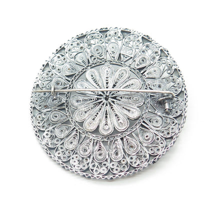 925 Sterling Silver Antique Art Deco Filigree Pin Brooch