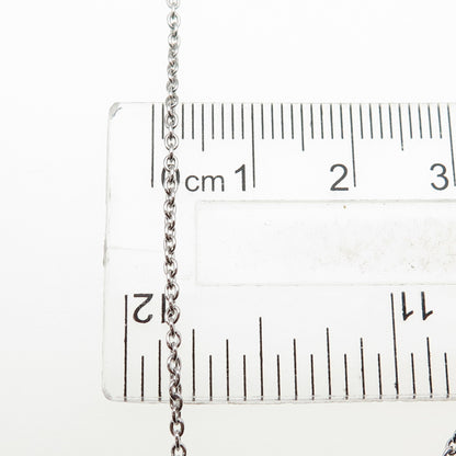 925 Sterling Silver Round-Cut Pink & White C Z Poodle Cable Chain Necklace 16"