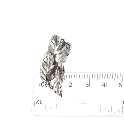 Beau 925 Sterling Silver Vintage Floral Leaf Oxidized Pin Brooch