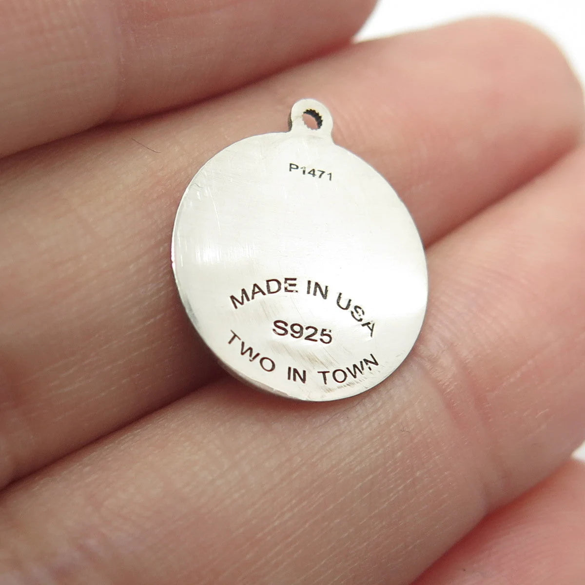 925 Sterling Silver USA Two In Town Leaf Charm Pendant
