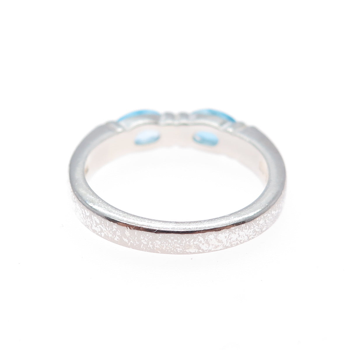 925 Sterling Silver Vintage Real Oval-Cut Blue Topaz Band Ring Size 6.25