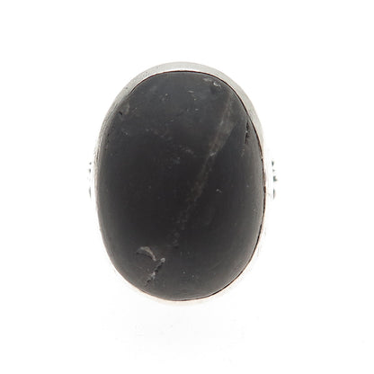Old Pawn Sterling Silver Vintage Southwestern Black Jasper Tribal Ring Size 11