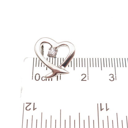 925 Sterling Silver Round-Cut C Z Heart Mini Slide Charm Pendant