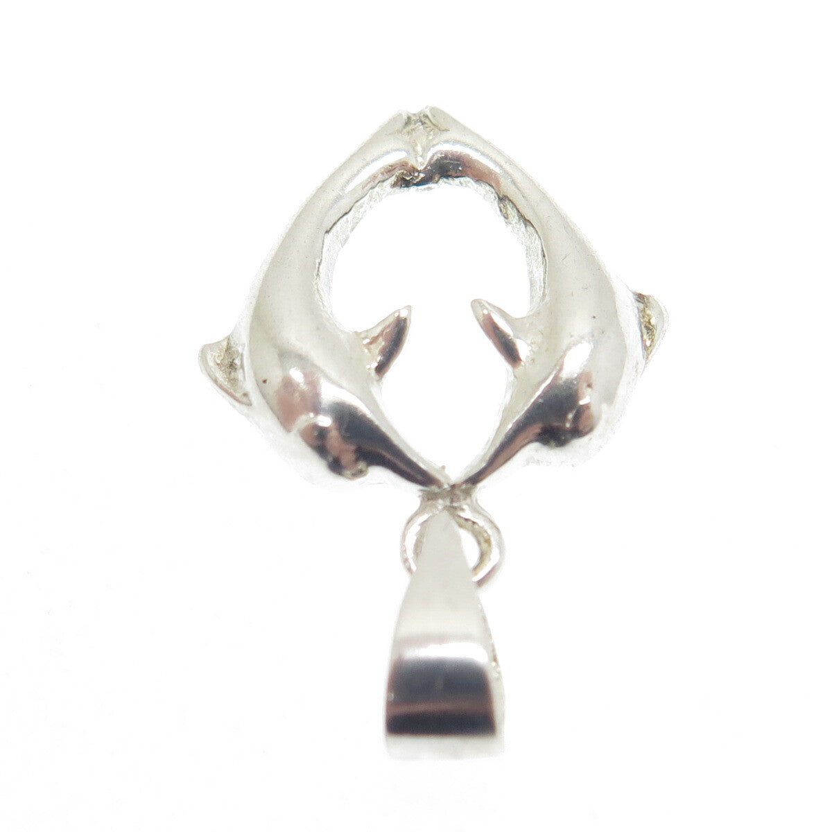 925 Sterling Silver Dolphin Couple Minimalist Charm Pendant