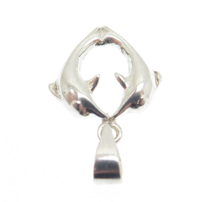 925 Sterling Silver Dolphin Couple Minimalist Charm Pendant