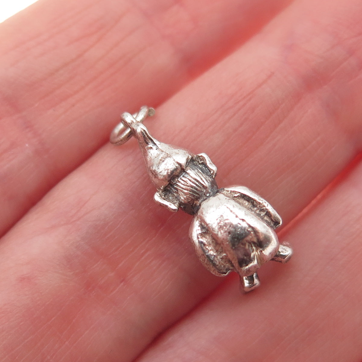 925 Sterling Silver Vintage Pixie Oxidized 3D Mini Charm Pendant