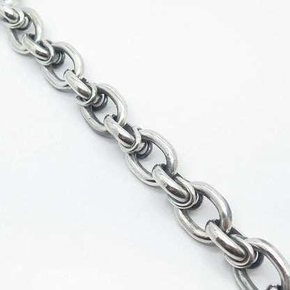 925 Sterling Silver Vintage Rolo Link Bracelet 7"