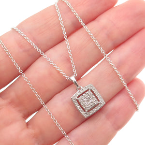 925 Sterling Silver Real Round-Cut Diamond Cable Chain Necklace 18"