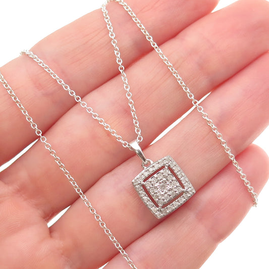 925 Sterling Silver Real Round-Cut Diamond Cable Chain Necklace 18"