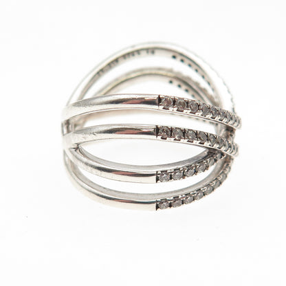 PANDORA 925 Sterling Silver Round-Cut C Z Cosmic Lines Ring Size 6.5