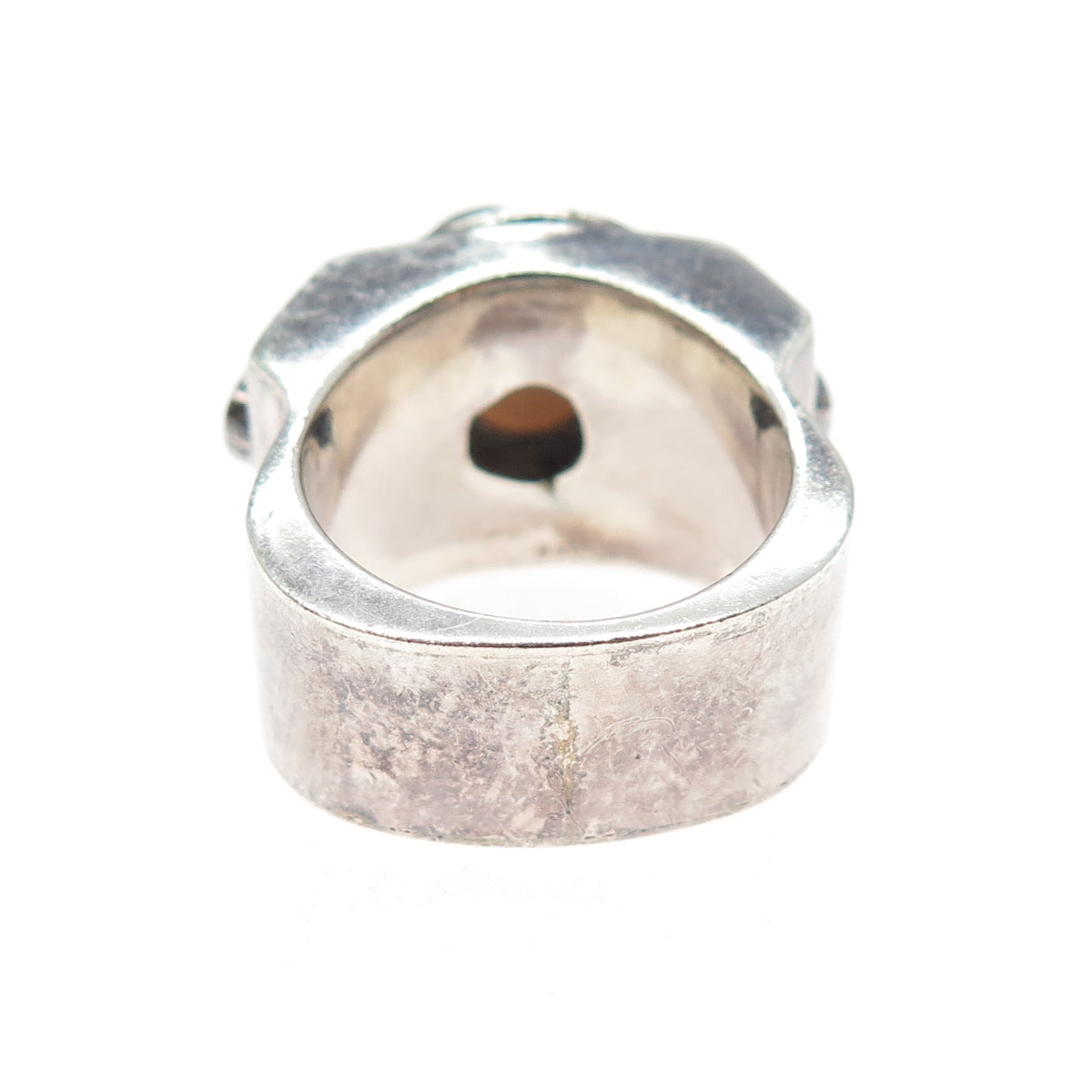 925 Sterling Silver Vintage Real MOP & Peridot Carved Rose Flower Ring Size 7.75