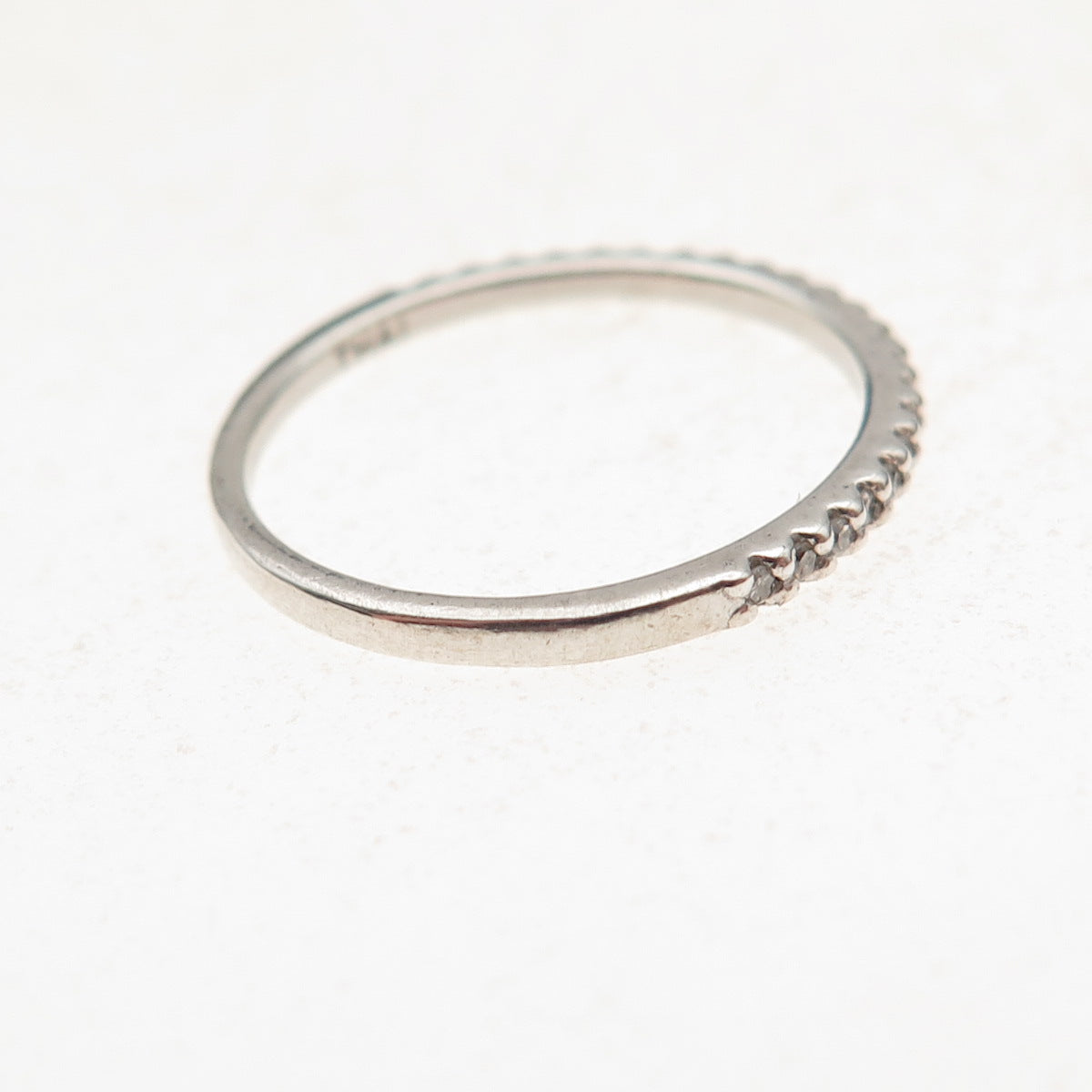 925 Sterling Silver Round-Cut C Z Half Eternity Stackable Band Ring Size 5.25