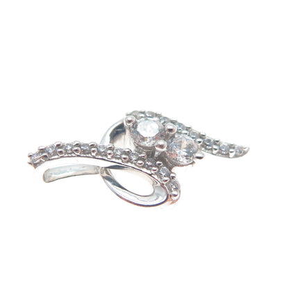 925 Sterling Silver Round-Cut C Z Twisted Minimalist Slide Pendant