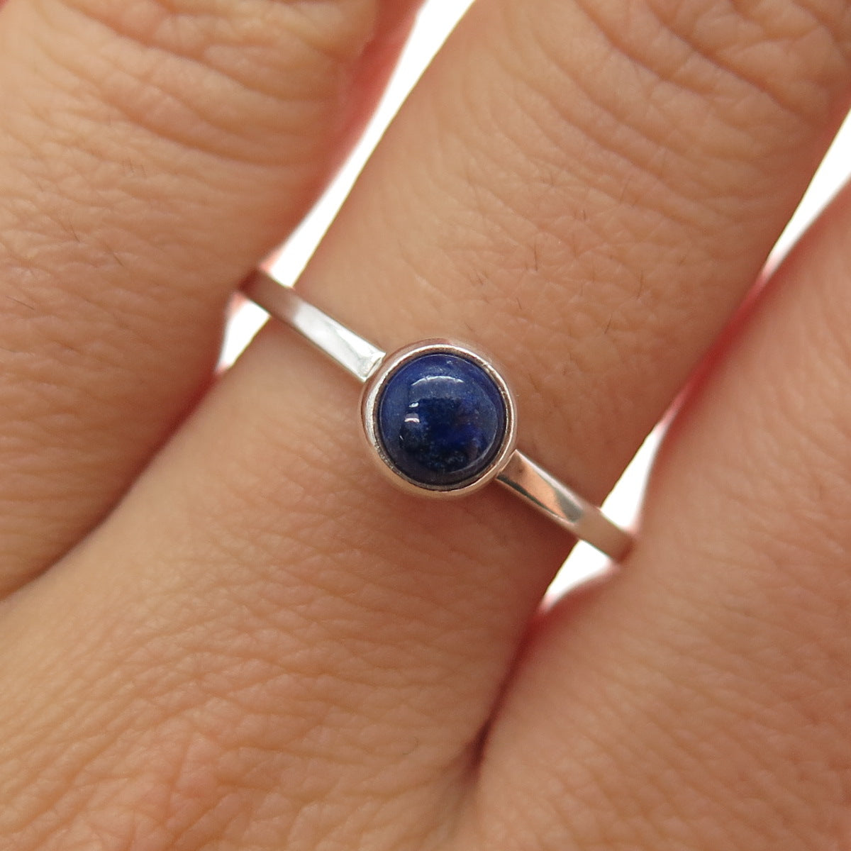 SHUBE 925 Sterling Silver Vintage Real Lapis Lazuli Ring Size 9
