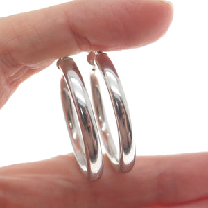 925 Sterling Silver Tube Hoop Earrings