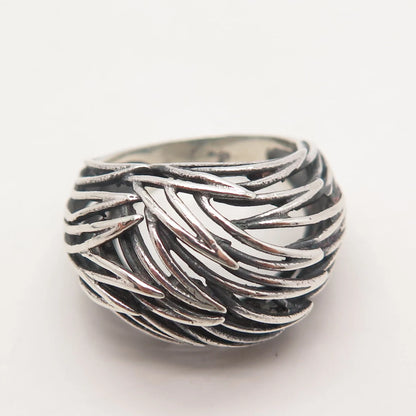 925 Sterling Silver Vintage Modernist Ring Size 6.5